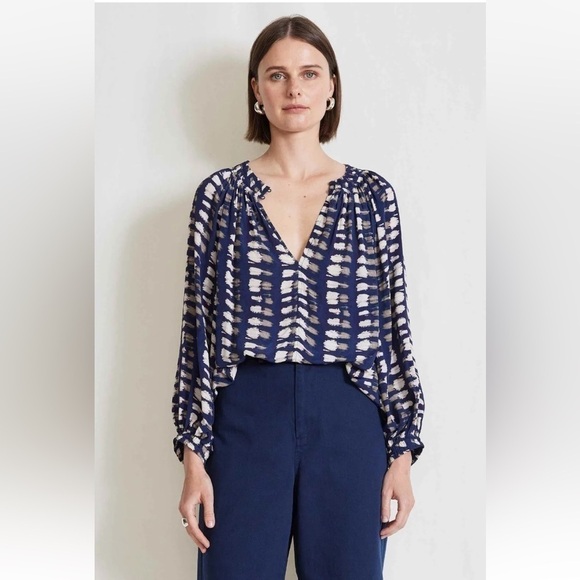 Apiece Apart Galleta Top in Navy Shibori - Picture 2 of 16